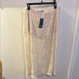 Wild Fable Cream Gold Ruched Midi Skirt Cocktail